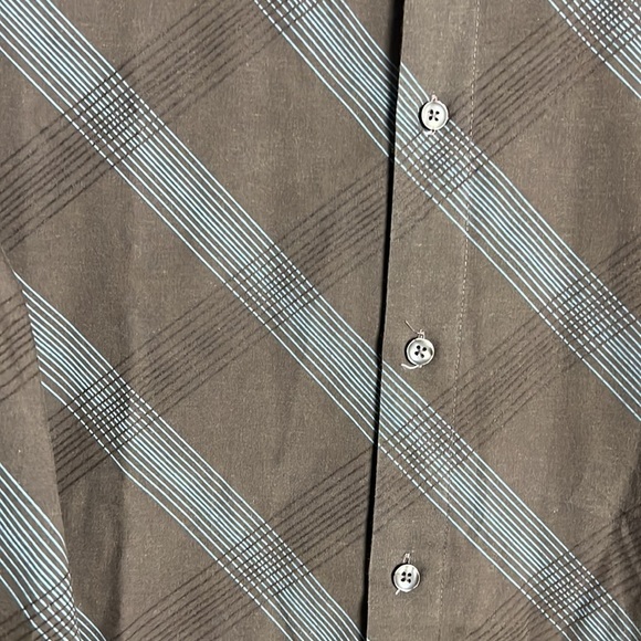 Eighty Eight Platinum Mens Brown and Blue long sleeve button down dress shirt - Picture 3 of 5